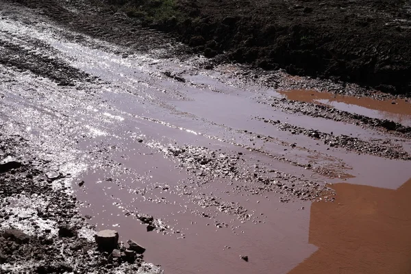 Pfütze mit Schlamm — Stockfoto