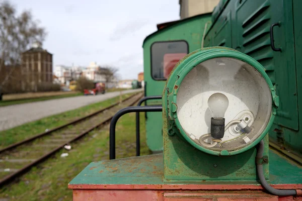 Farol de uma locomotiva histórica — Fotografia de Stock