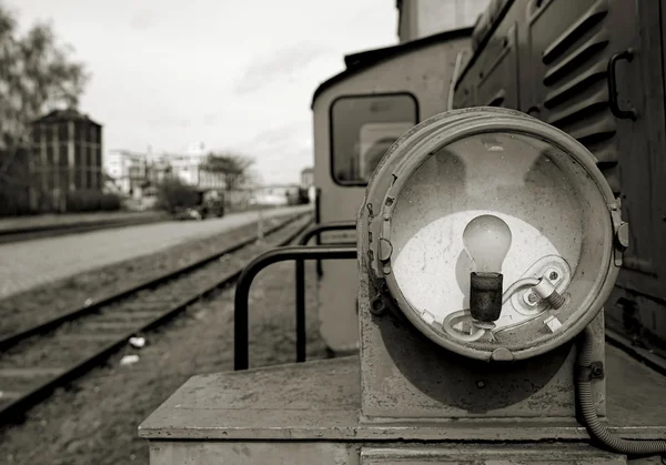 Headlight of a historic locomotive — Stock Photo, Image