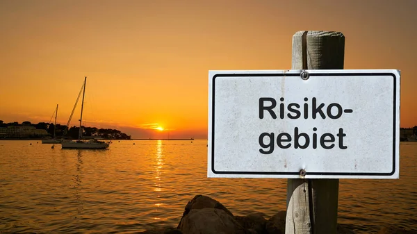 Підпиши Напис Ризик Району Risikogebiet Завдяки Багатьом Новим Інфекціям Корони — стокове фото