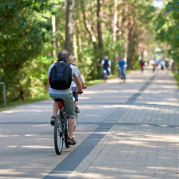 Swinoujscie Polen September 2020 Cyklister Sandvägen Mellan Ahlbeck Tyskland Och — Stockfoto