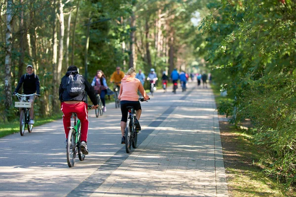 Swinoujscie Polen September 2020 Cyklister Sandvägen Mellan Ahlbeck Tyskland Och — Stockfoto