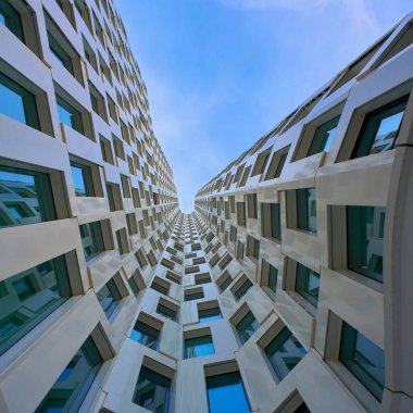 Berlin, Germany  September 19, 2020: View of the skyscraper Upper West at Breitscheidplatz in Berlin from below                              