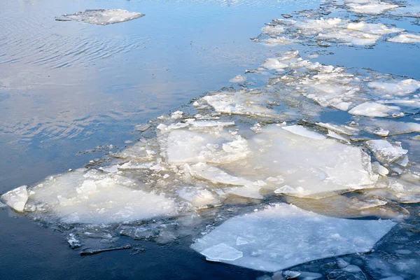 Jégtáblák Elba Folyón Magdeburg Közelében Németországban Télen — Stock Fotó
