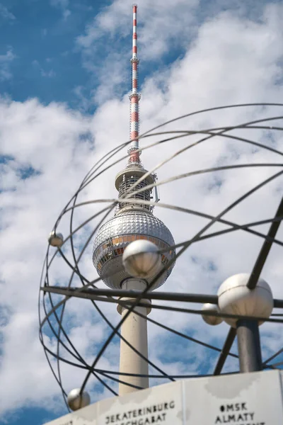 View Television Tower Berlin Foreground Parts World Clock — Stock Photo, Image