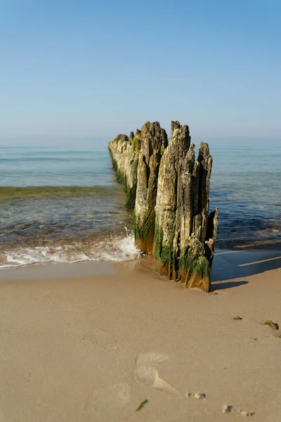 Breakwater Praia Kolobrzeg Costa Polonesa Báltico — Fotografia de Stock