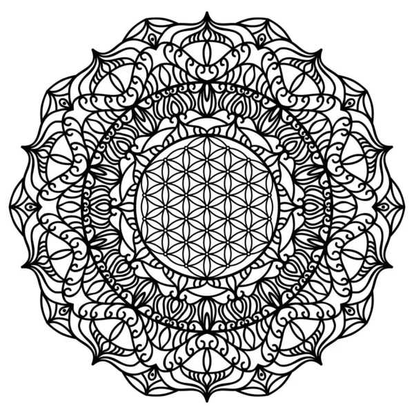 Fleur Vie Mandala Coloriage — Photo