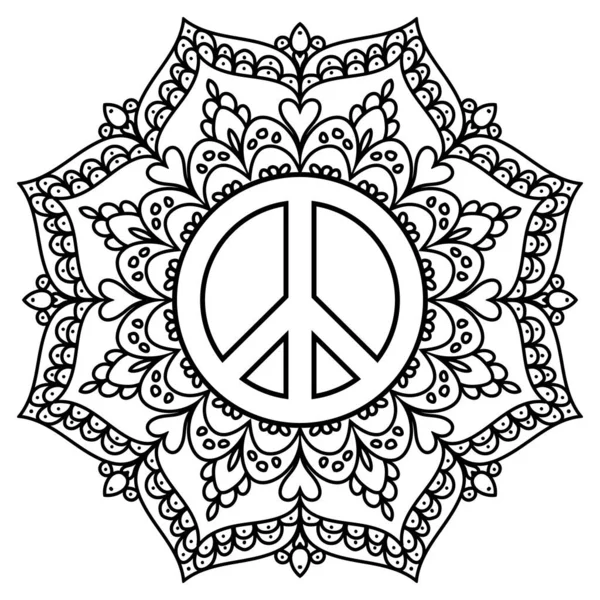 Peace Symbol Mandala Coloring Page