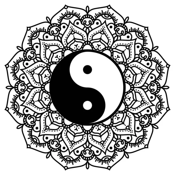 Yin Yang Mandala Colorir Página — Fotografia de Stock