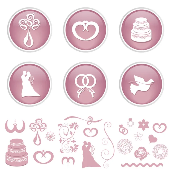 Conjunto de icono de boda — Vector de stock