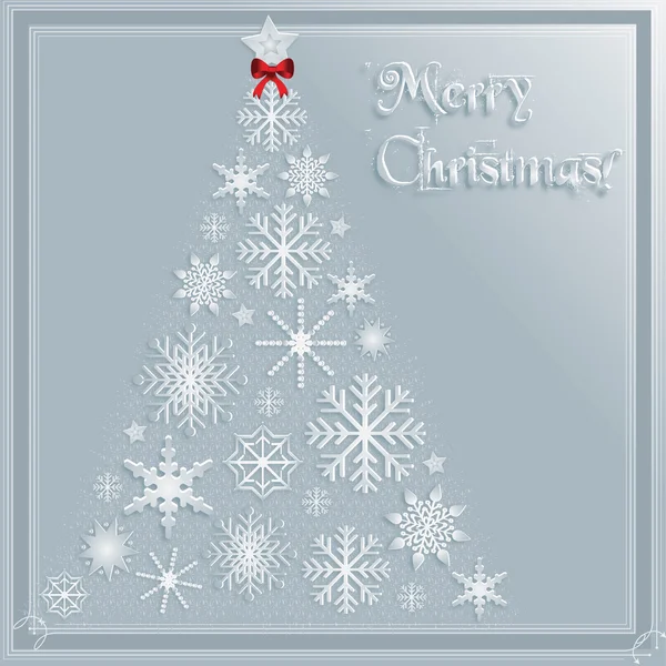 Χριστουγεννιάτικη νιφάδα χιονιού δέντρο διάνυσμα κάρτα — Διανυσματικό Αρχείο