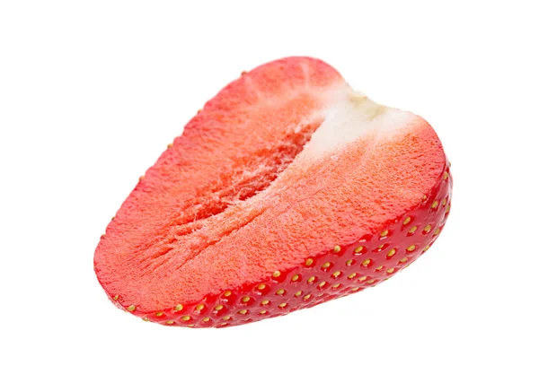 Strawberry skiva på vit — Stockfoto