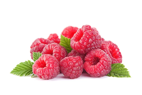 Raspberry fruit with leaf — Stock Photo, Image