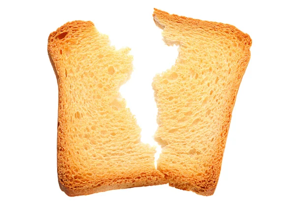 Rebanada de pan tostado agrietada — Foto de Stock