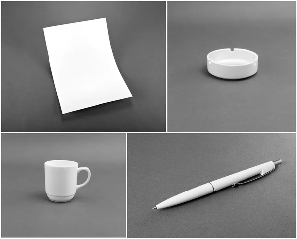 Set of white stationery on gray background — Stock Photo, Image