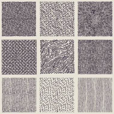 Elle çizilmiş marker ve mürekkep desenleri kümesi