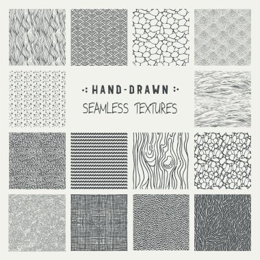 Elle çizilmiş marker ve mürekkep sorunsuz desenleri kümesi