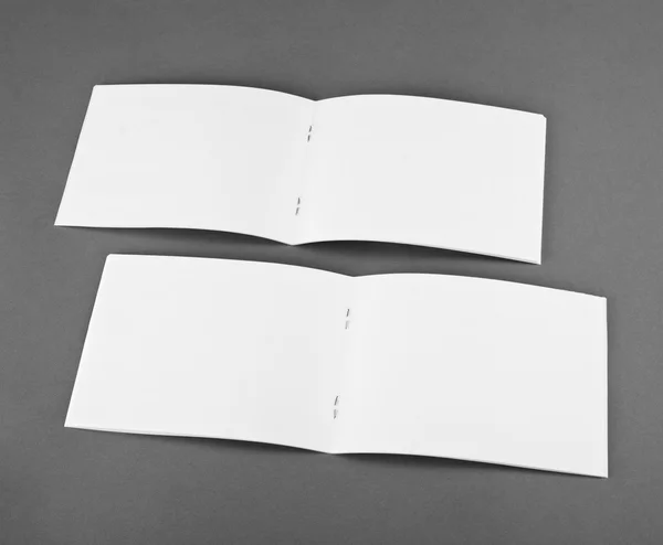 Blank opened magazine isolated on grey background — Stock Photo, Image