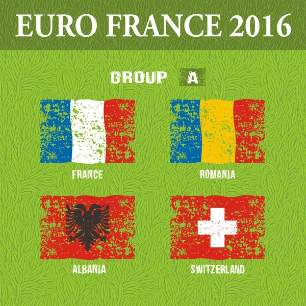 Campeonato Europeu de Futebol 2016 na França grupos A —  Vetores de Stock