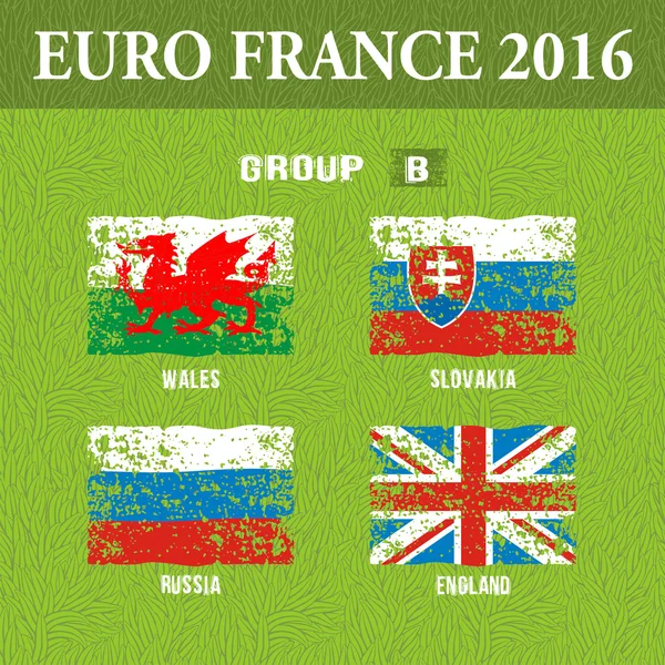 Campeonato Europeo de Fútbol 2016 en Francia grupos B — Archivo Imágenes Vectoriales