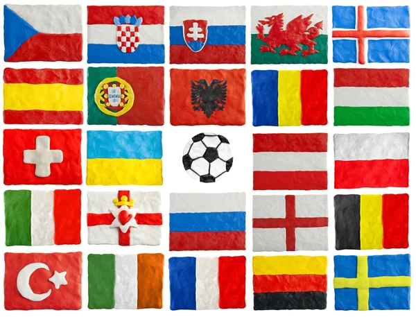 Banderas de los países miembros de la UEFA EURO 2016 de plastilina —  Fotos de Stock