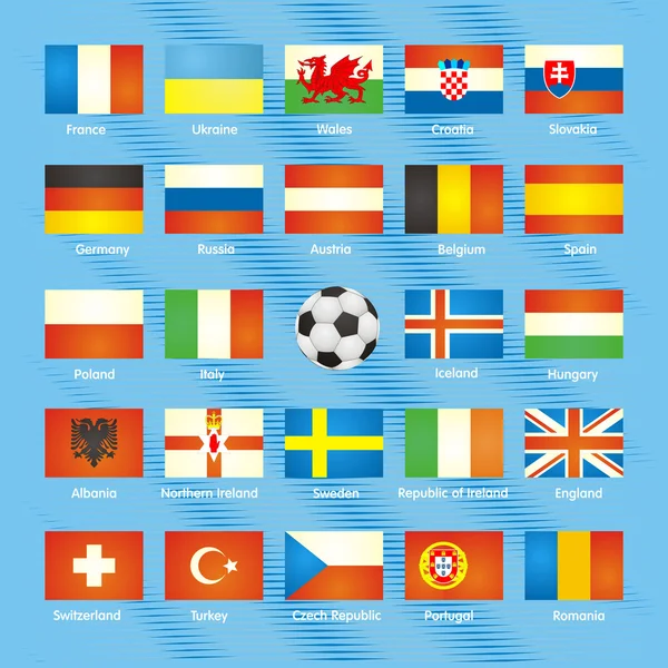 Bandiere vettoriali dei paesi membri UEFA EURO 2016 — Vettoriale Stock