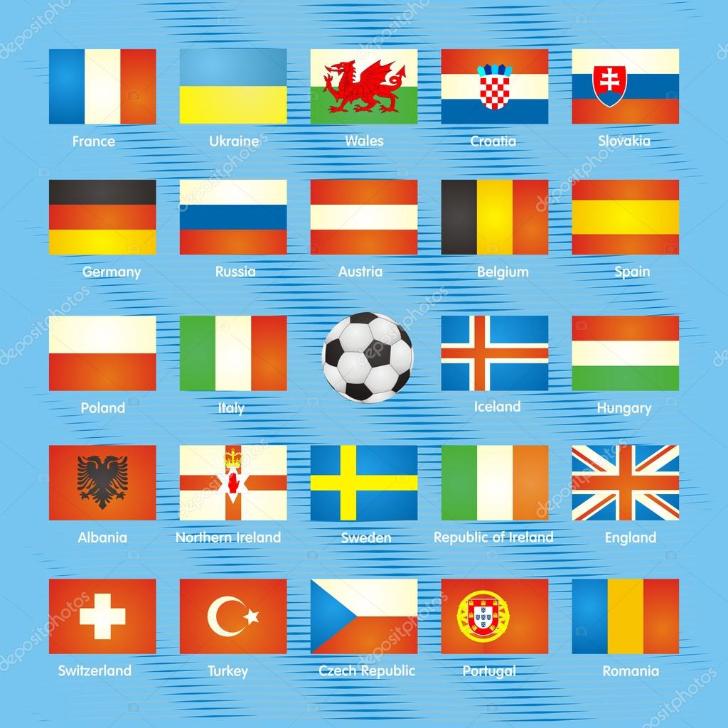 Países miembros de la UEFA Euro 2016 vector banderas ...