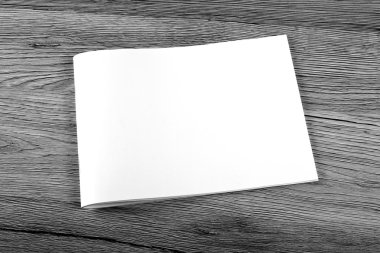 Boş katalog, broşür, dergi, kitap ahşap arka plan üzerinde