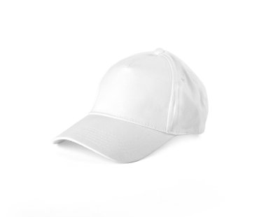 beyaz zemin üzerine beyaz beyzbol şapkası.