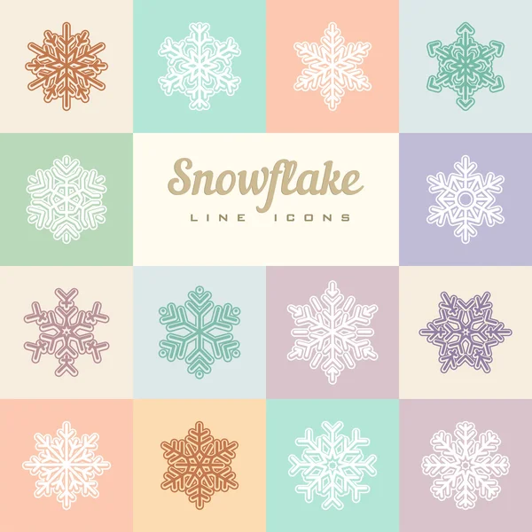 Illustrazione vettoriale dei fiocchi di neve sui quadrati colorati — Vettoriale Stock