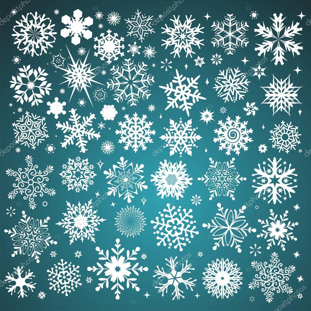 White snowflakes icon on gradient background green and white col Stock ...