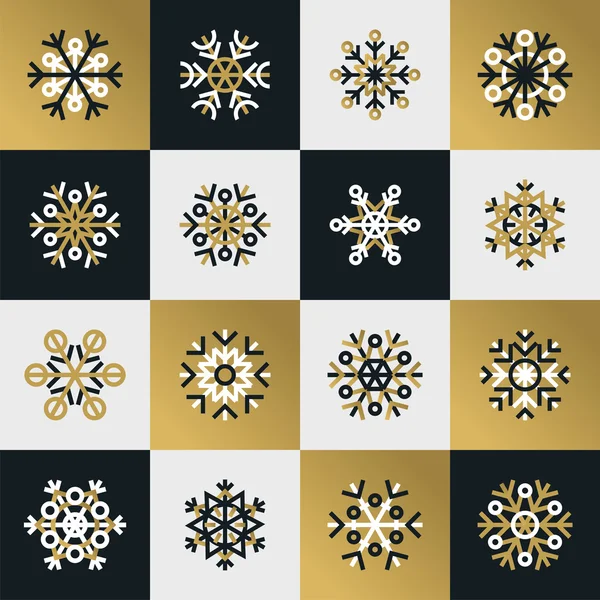 Сніжинки різних типів і квадратів — стоковий вектор