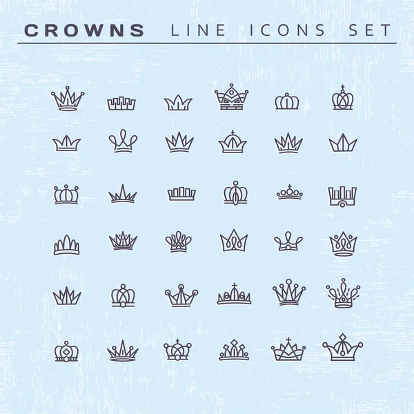 Vector heraldic elements design. Set of black line crowns. — Stock Vector