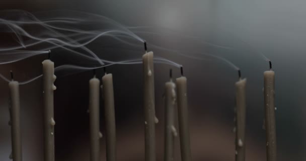 Smoke Candles Blurred Background — Stock Video