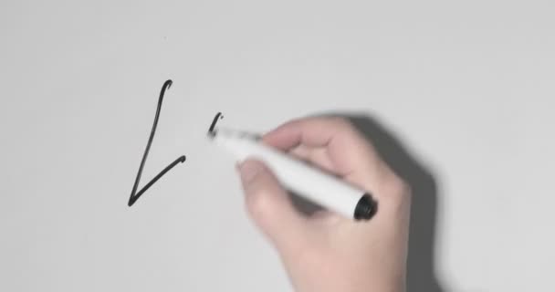 Man Writes Word Lesson Marker Whiteboard — Stock Video
