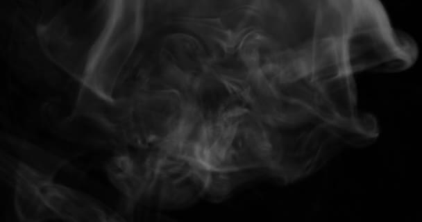 Tło Dymne Biały Dym Płynący Przestrzeni Czarnym Tle — Wideo stockowe