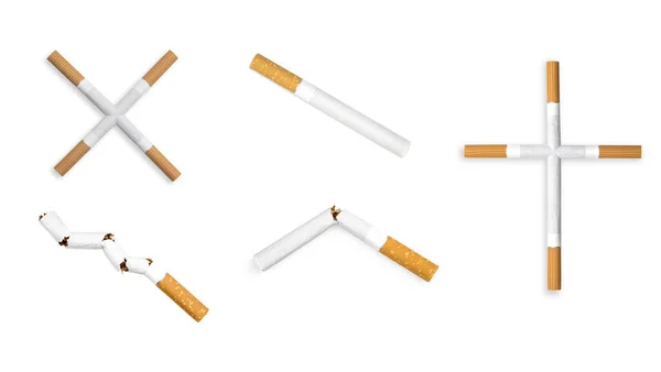 Set Smoking Cigarettes White — Stock Photo, Image