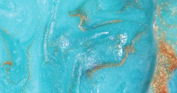 蓝色液体油漆流动和混合 — 图库视频影像