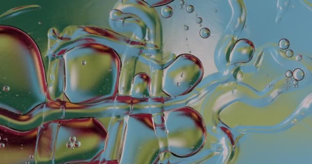 Oljebubblor Vatten Abstrakt Form Glas Tank — Stockvideo