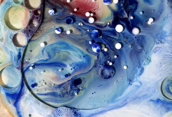 Olejové Bubliny Vodní Abstraktní Formě Skleněné Nádrži — Stock fotografie