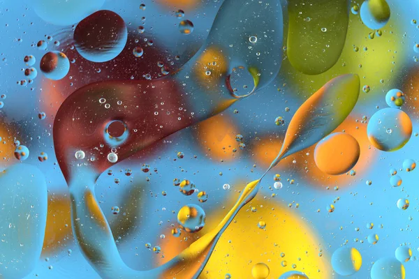 Ölblasen Auf Wasser Abstrakte Form Glasbehälter — Stockfoto