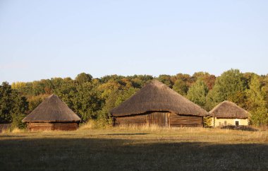 Ukrayna 'nın Pirogovo açık hava müzesindeki otantik evi, Kiev, Ukrayna