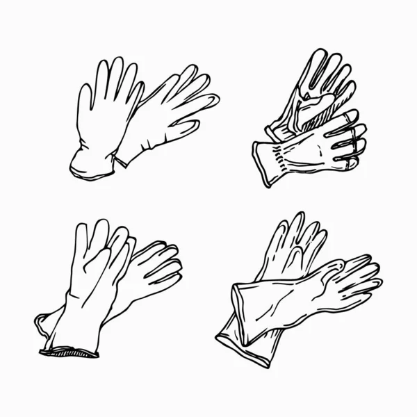 Ensemble Gants Caoutchouc Blanc Pour Nettoyage — Image vectorielle