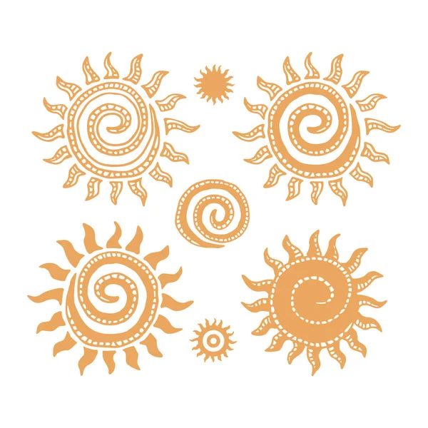 太陽のアイコンセット 黄色の太陽の星のアイコンコレクション — ストックベクタ