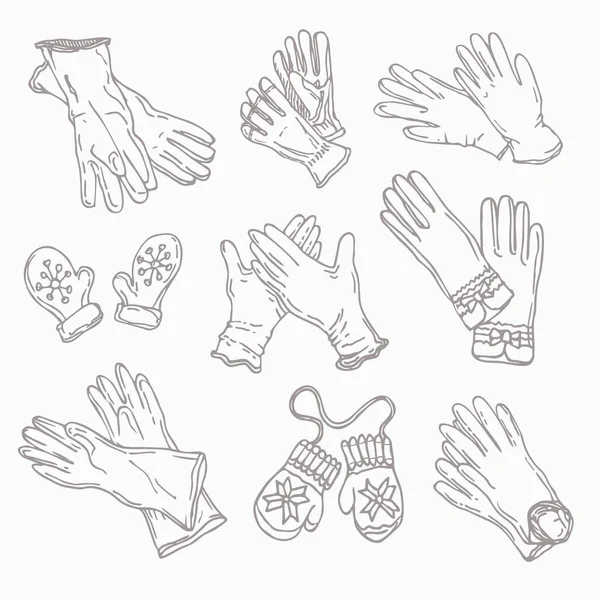 Συλλογή Από Λευκά Λαστιχένια Γάντια Καθαρισμού — Διανυσματικό Αρχείο