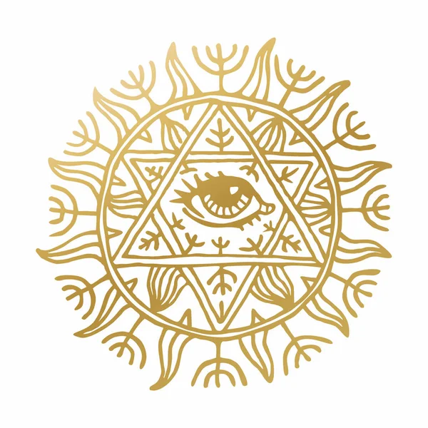 Ілюстрація Красивим Намальованим Рукою Символом Сонця — стоковий вектор