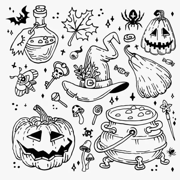 Halloween Doodles Set Decoration Halloween Occult — Stock Vector