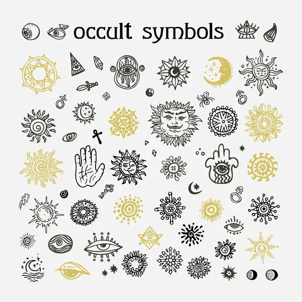 Collection Various Occult Symbols Stock Vector