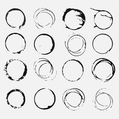 Grunge Circle fırça darbelerinin vektör kümesi