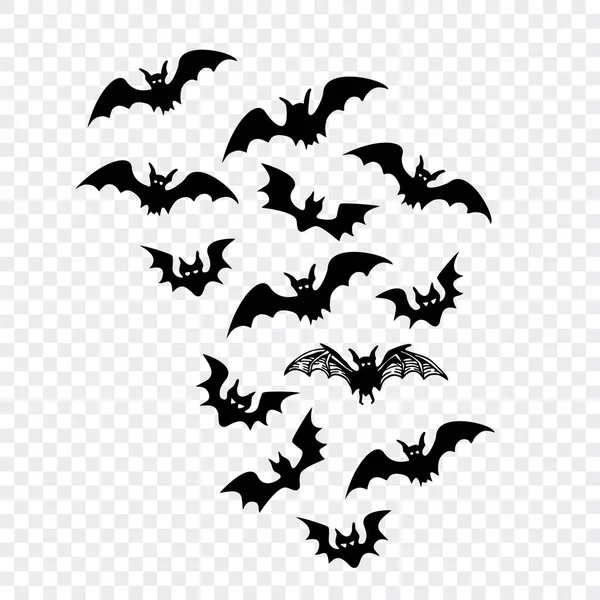 Group Flying Bats White Background — Stock Vector